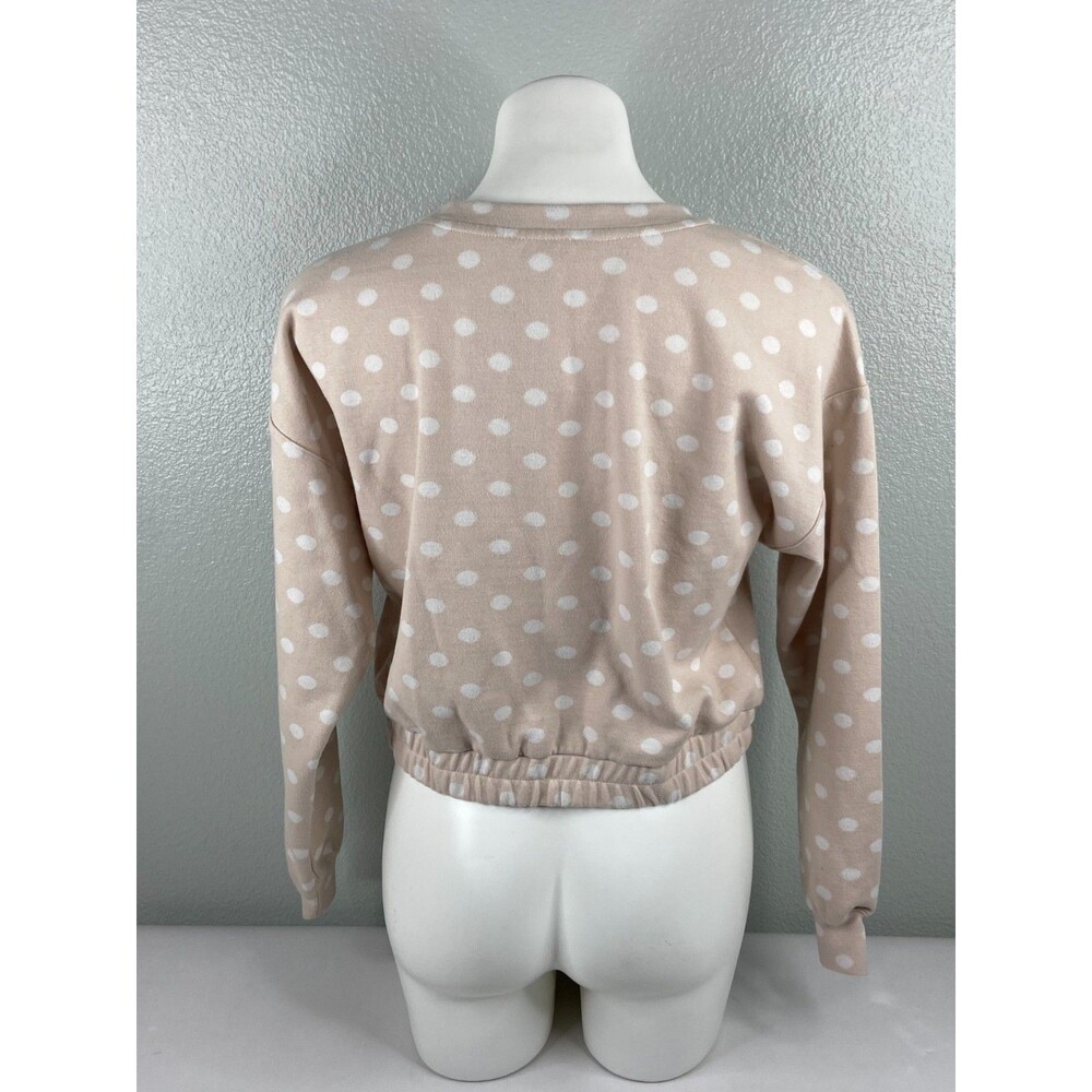 By The River Women Large Polka Dot Sweatshirt Cropped Faded Pink Casual NWT - Picture 5 of 9